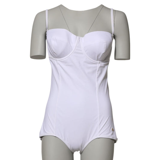 Dolce & Gabbana White Padded Balconette One Piece Swimwear displayed on a mannequin.