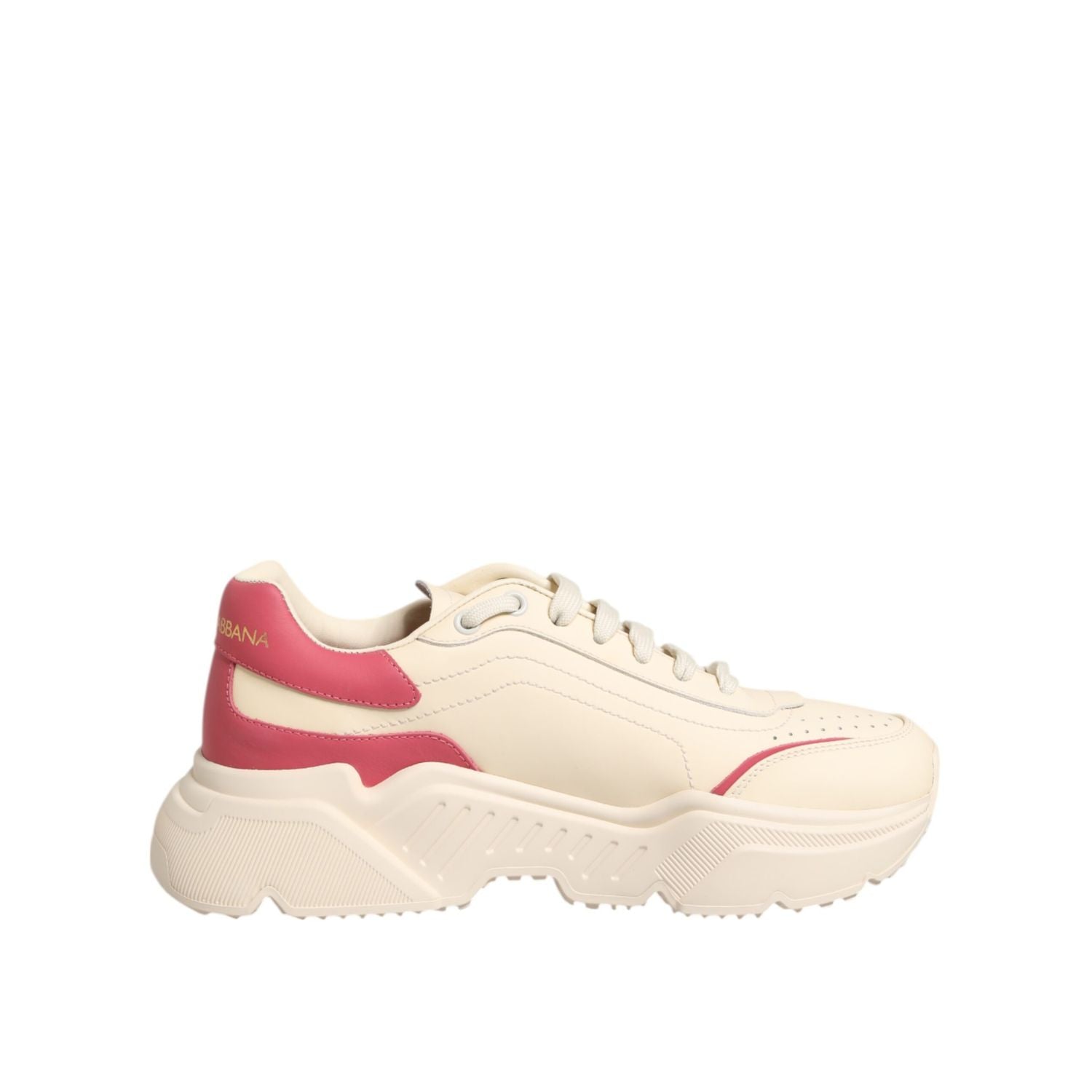 Dolce & Gabbana White Pink Leather Daymaster Sneakers Shoes