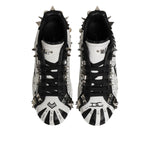 Dolce & Gabbana White Portofino Studded Men Sneakers Shoes, stylish white leather, edgy design with studs, perfect casual footwear.