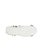 Sole view of Dolce & Gabbana White Portofino Studded Men Sneakers Shoes showing signature design.