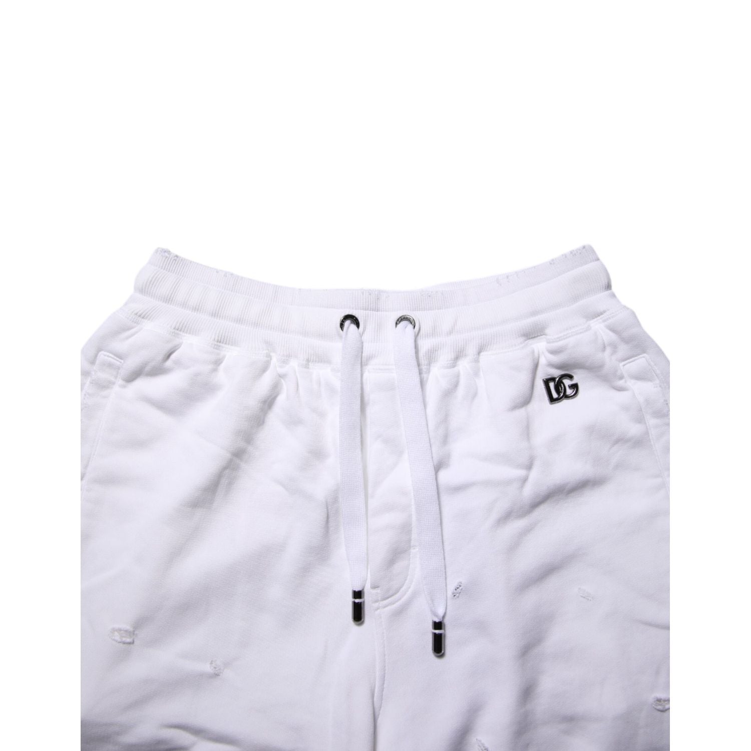 Dolce & Gabbana White Ripped Mid Waist Casual Bermuda Short
