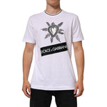 Dolce & Gabbana White Sacred Heart Short Sleeve Men T-shirt with graphic design, crafted from premium cotton.