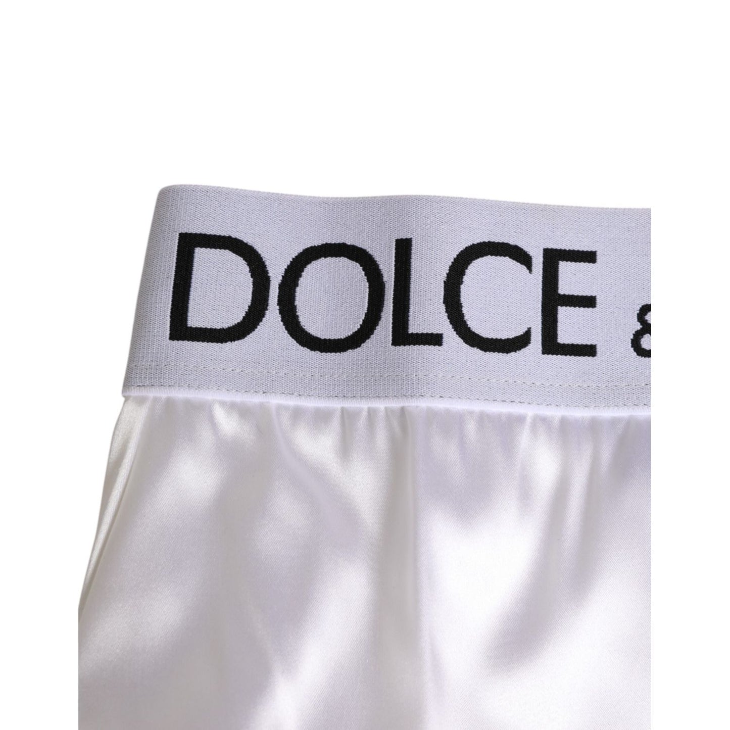 Dolce & Gabbana White Satin High-Waist Brief Logo Women Underwear