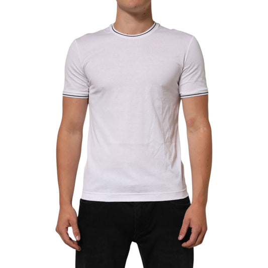 Dolce & Gabbana White Short Sleeves Round Neck Men Underwear T-shirt 100% cotton, regular fit, worn by model.