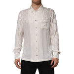 Dolce & Gabbana White Silk DG Logo Print Long Sleeves Shirt on mannequin