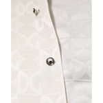 Dolce & Gabbana White Silk DG Logo Print Long Sleeves Shirt button detail