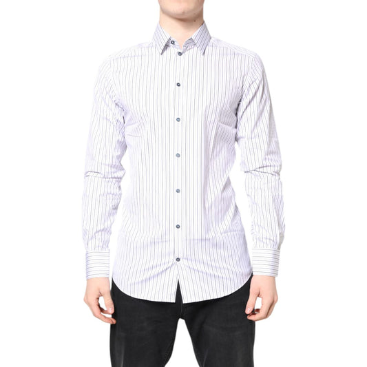 Dolce & Gabbana White Stripes GOLD Cotton Formal Shirt