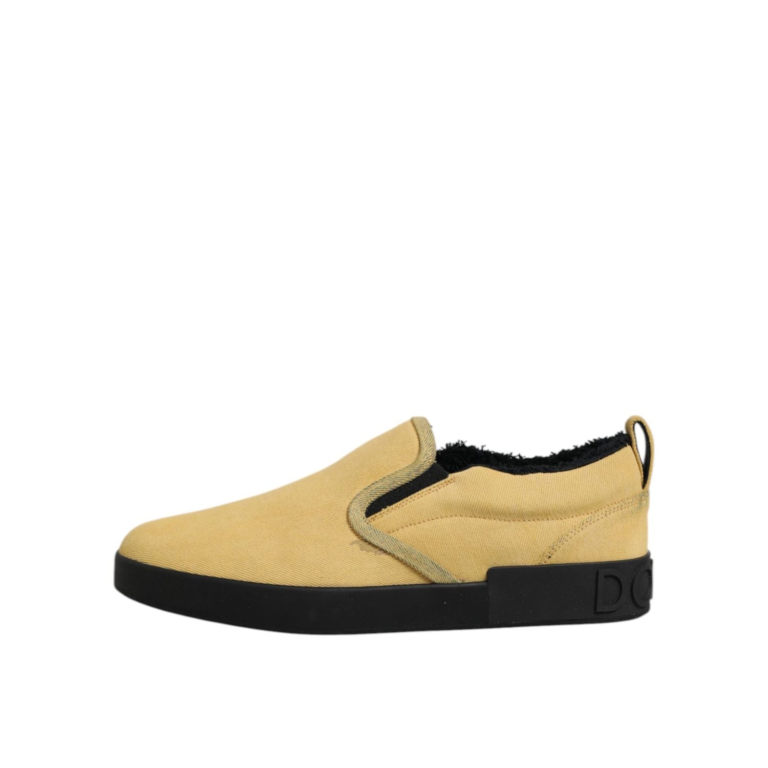 Dolce & Gabbana Yellow Cotton Low Top Slip On Sneakers Shoes
