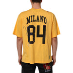 Back view of Dolce & Gabbana Yellow Secret Graden Floral Cotton Crew Neck T-shirt with Milano 84 print