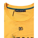 Dolce & Gabbana Yellow Secret Graden Floral Cotton Crew Neck T-shirt with logo detail and visible tag