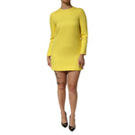 Dolce & Gabbana Yellow Viscose Acetate Mini Long Sleeve Dress