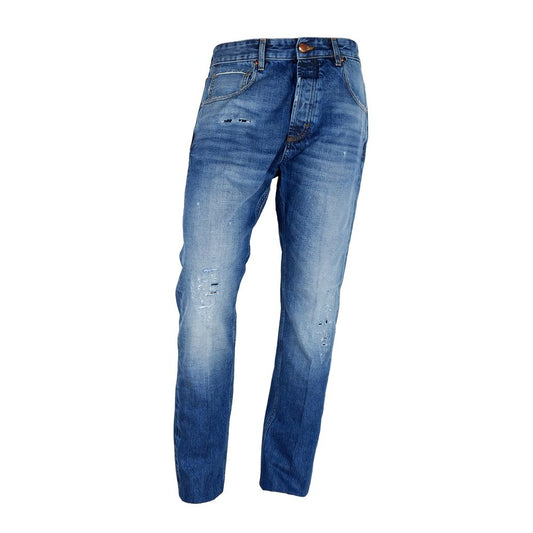 Don The Fuller Blue Cotton Men's Jeans with versatile dark blue hue and five-pocket design.
