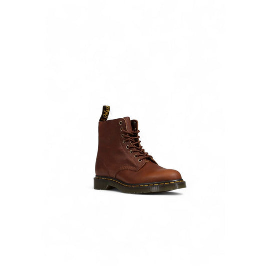 Dr. Martens Brown Leather Athletic boots with yellow stitching and rubber sole