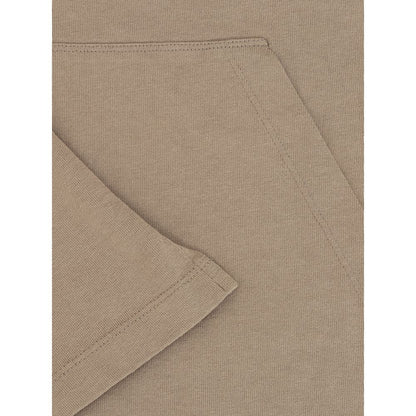 Close-up of the Dsquared² Beige Cotton T-Shirt showcasing the sleeve and front pocket detail, highlighting the beige cotton texture.