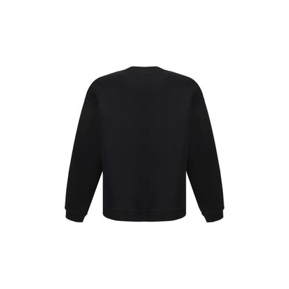 Back view of Dsquared² Black Cotton Sweatshirt with ribbed crew neck, cuffs, and hem, offering warm and stylish comfort.