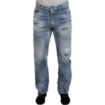 Dsquared² Blue Washed Straight Fit Men Casual Denim Jeans PAN74372-48