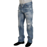 Dsquared² Blue Washed Straight Fit Men Casual Denim Jeans PAN74372-48