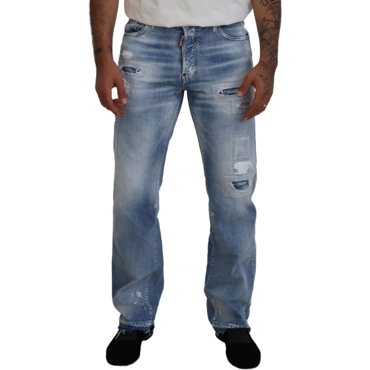 Dsquared² Blue Washed Straight Fit Men Casual Denim Jeans PAN74372-48