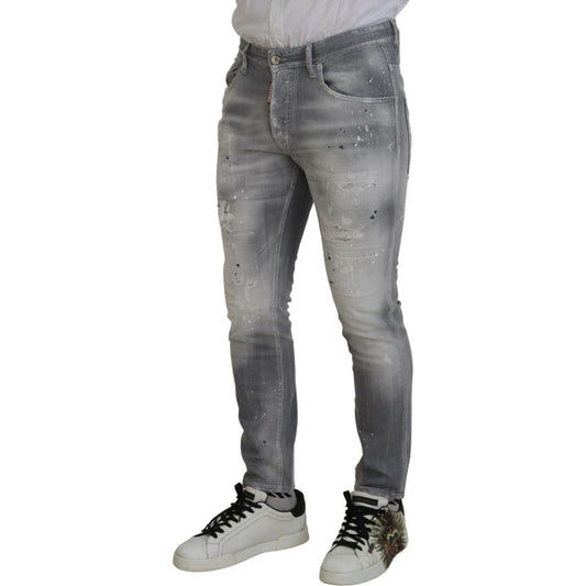 Dsquared² Gray Washed Cotton Slim Fit Casual Men Denim Jeans PAN74444-48
