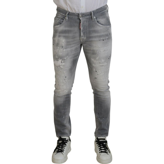 Dsquared² Gray Washed Cotton Slim Fit Casual Men Denim Jeans PAN74444-48