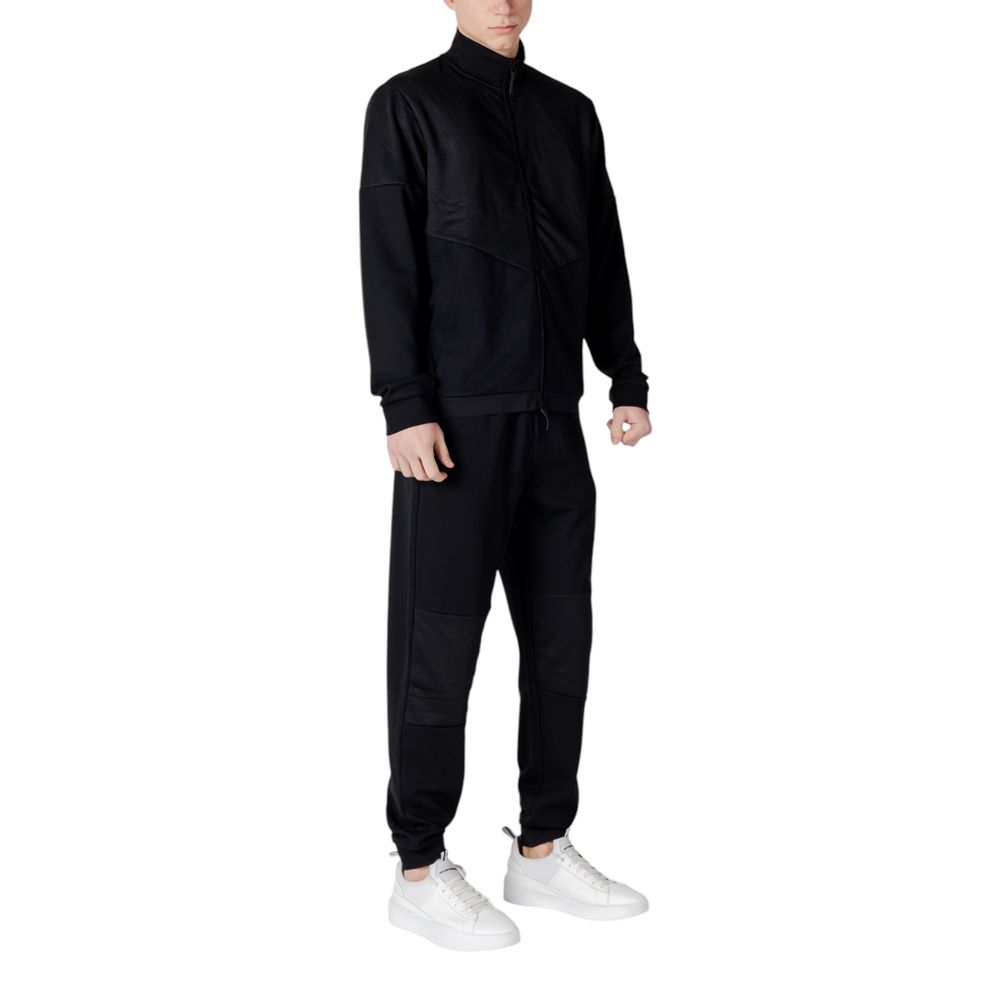 EA7 Emporio Armani Black Cotton Sweatsuit for men, stylish and comfortable with polyester blend, ideal for versatile occasions