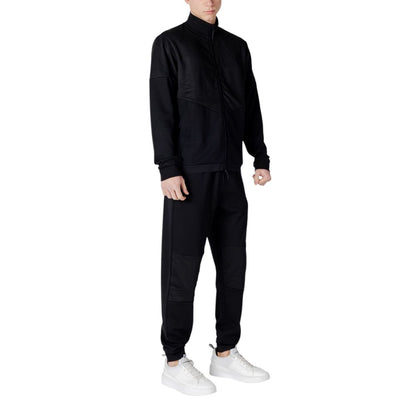 EA7 Emporio Armani Black Cotton Sweatsuit for men, stylish and comfortable with polyester blend, ideal for versatile occasions