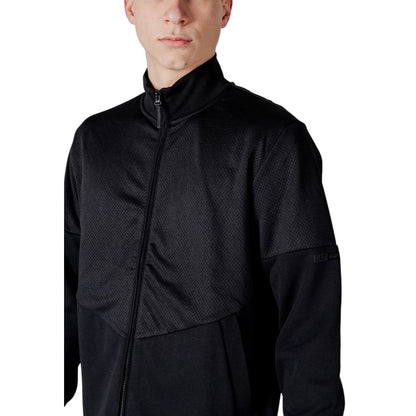 EA7 Emporio Armani Black Cotton Sweatsuit for men featuring a modern and sporty design highlighting style and comfort.