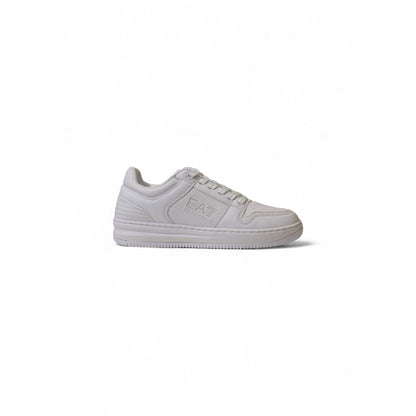 EA7 Emporio Armani White Polyester Athletic Sneakers with durable rubber sole.
