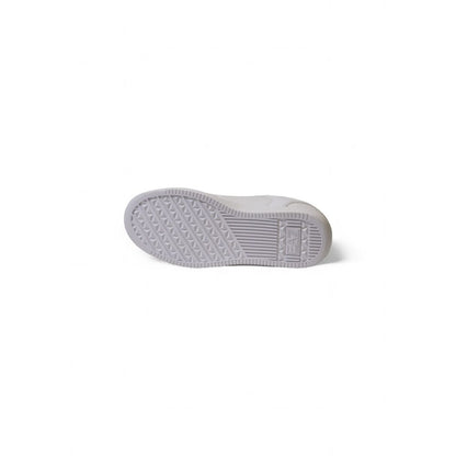 Sole view of EA7 Emporio Armani White Polyester Athletic Sneakers for men, showcasing the grip and stability of the rubber sole.