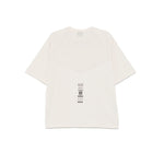 Back view of EA7 T-shirts and Polos Beige with ecru mesh panelling and logo, short sleeves, crew neck, straight hem, in cotton.