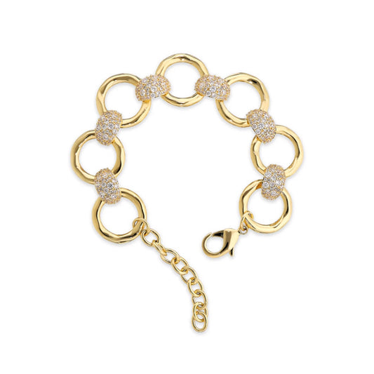 ETRUSCA JEWELS JEWELRY Mod. WSET00867.YG gold bracelet with circular links and lobster clasp on white background