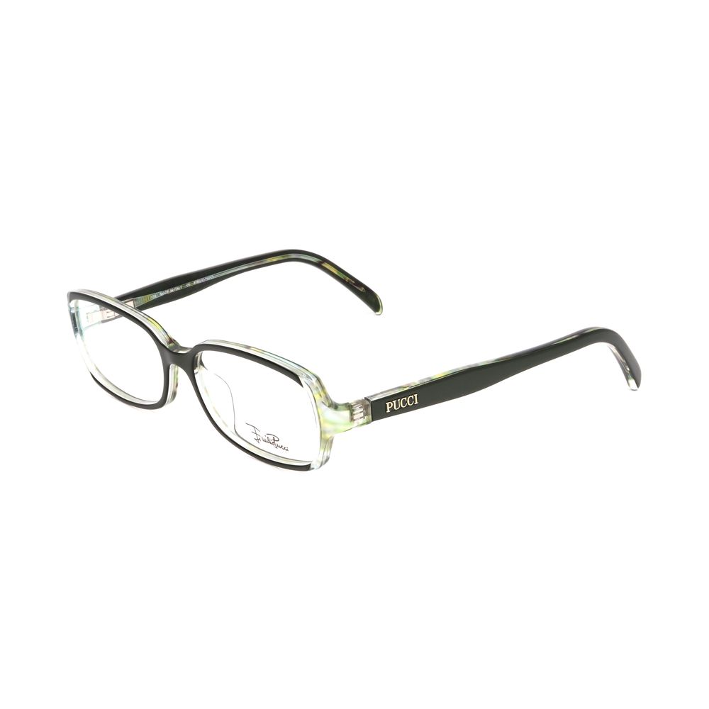 Emilio Pucci Bicolor Plastic Frames in transparent and black, glasses for women, size 53/16/130 mm, stylish eyewear fashion.