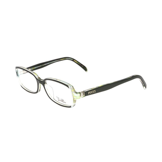 Emilio Pucci Bicolor Plastic Frames in transparent and black, glasses for women, size 53/16/130 mm, stylish eyewear fashion.
