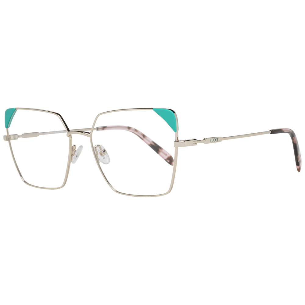 Stylish metal full-rim square eyeglasses with turquoise accents and tortoiseshell arms, ideal for modern fashion enthusiasts.