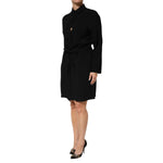 Emporio Armani Black Viscose Blend Shirt Style Belted Dress