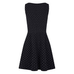 Emporio Armani Dresses Blue - Navy blue sleeveless boat neck flared dotted short dress