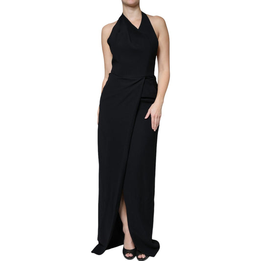 Emporio Armani Black Sleeveless Halter Sheath Long Gown Dress DR81474-44