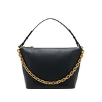 Emporio Armani Medium leather hobo bag with chain, black leather with gold-tone chain and zip fastening, dimensions 25x30x15 cm.