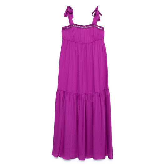 Emporio Armani Sea clothing Purple dress with tie-fastening straps and gathered detailing.