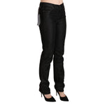 Ermanno Scervino Black Mid Waist Skinny Slim Denim Trouser, cotton material, zipper closure, made in Italy.
