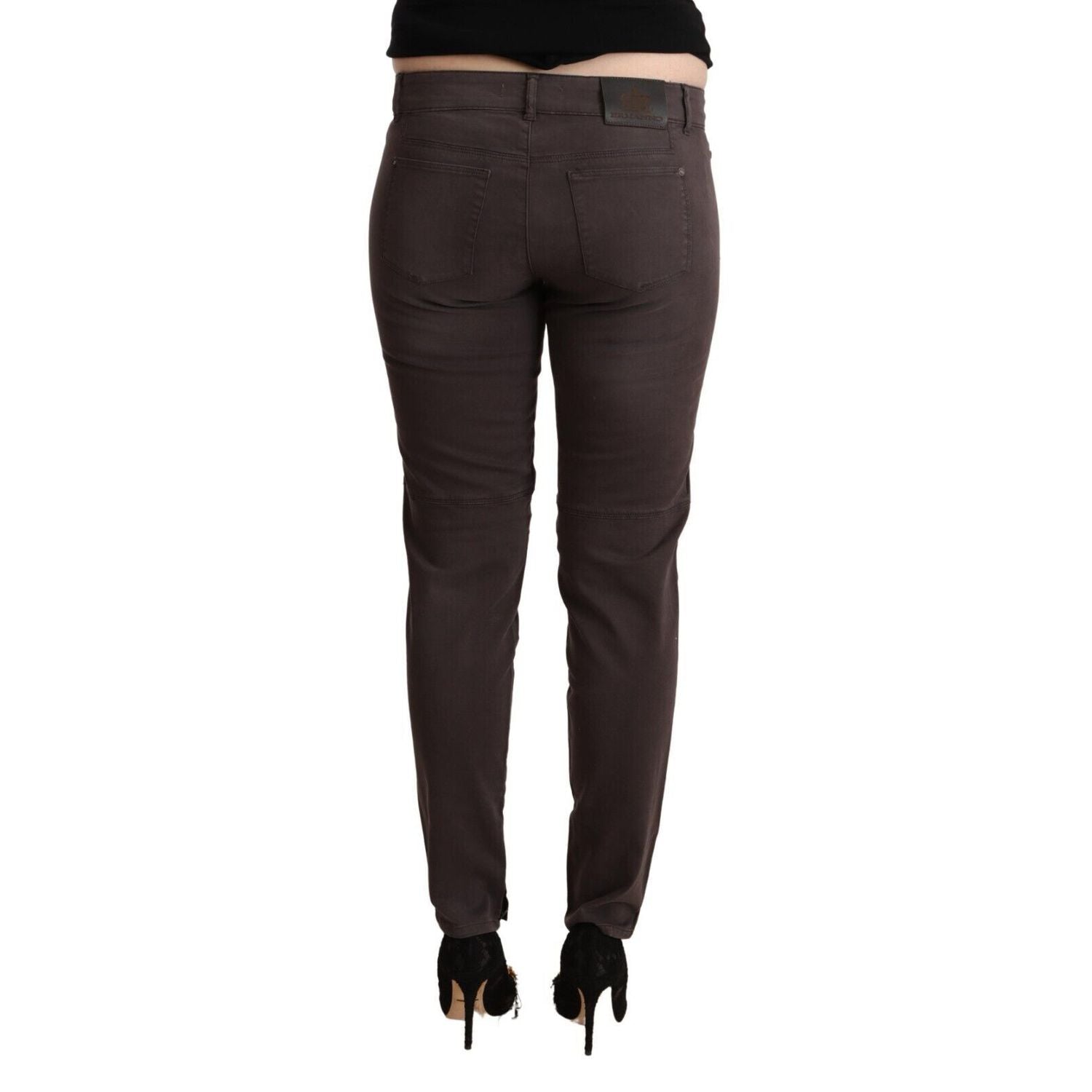 Ermanno Scervino Brown Cotton Low Waist Slim Fit Pants