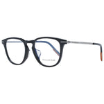 Ermenegildo Zegna Black Men Glasses Frame in full-rim round style with plastic construction, size 52-18-150, includes branded case.