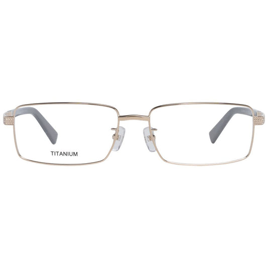 Ermenegildo Zegna Gold Men Glasses Frame in titanium, size 57-16-140, with full-rim design and no spring hinge, includes branded case.