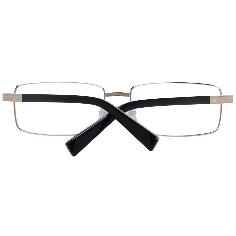 Ermenegildo Zegna Gold Men Glasses Frame, titanium full-rim design in gold, size 57-16-140, with branded case included.