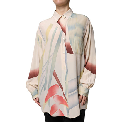 Etro Beige Printed Collared Buttoned Long Sleeves Blouse Top 1728,67345645728,Beige,Blouses - Shirts - Clothing,Clothing,Etro,IT42|M,Material: 100% Silk,Preowned / Defect,Shirts - Clothing,Tops & T-Shirts - Women - Clothing,Women,Women - Clothing