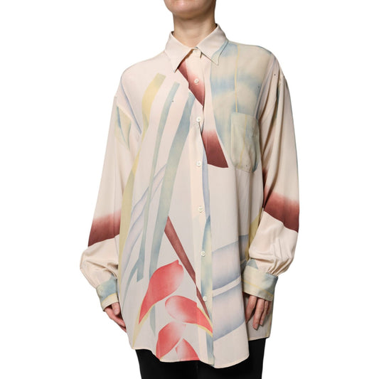 Etro Beige Printed Collared Buttoned Long Sleeves Blouse Top 1728,67345645728,Beige,Blouses - Shirts - Clothing,Clothing,Etro,IT42|M,Material: 100% Silk,Preowned / Defect,Shirts - Clothing,Tops & T-Shirts - Women - Clothing,Women,Women - Clothing