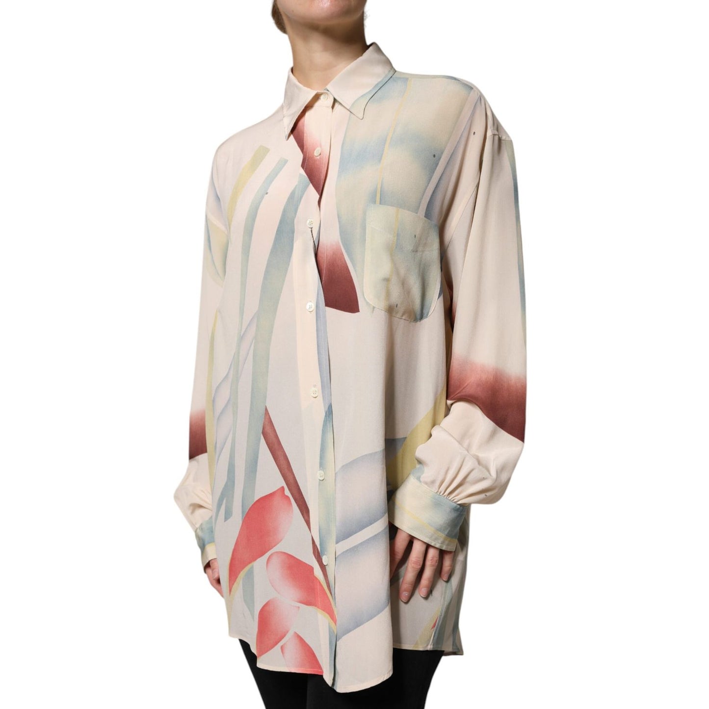 Etro Beige Printed Collared Buttoned Long Sleeves Blouse Top 1728,67345645728,Beige,Blouses - Shirts - Clothing,Clothing,Etro,IT42|M,Material: 100% Silk,Preowned / Defect,Shirts - Clothing,Tops & T-Shirts - Women - Clothing,Women,Women - Clothing