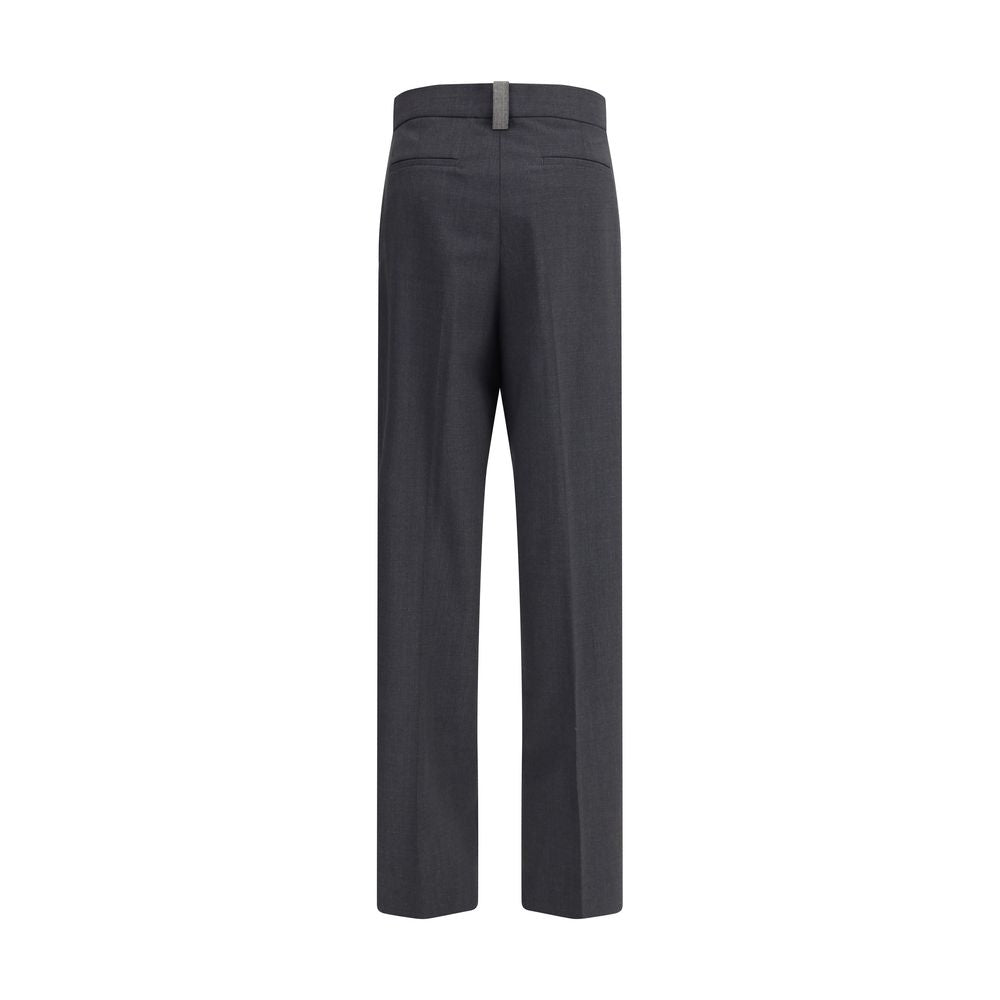 Fabiana Filippi Gray Fleece Wool Casual Pants back view