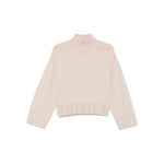 Fabiana Filippi Sweaters Powder - light beige high neck wool turtle-neck jumper with ribbed knit details and long sleeves.
