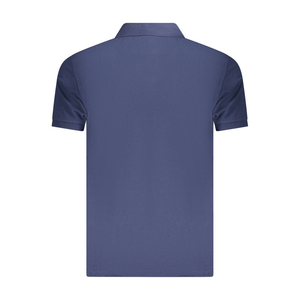 Back view of Fila Blue Cotton Men Polo Shirt with short sleeves and classic collar